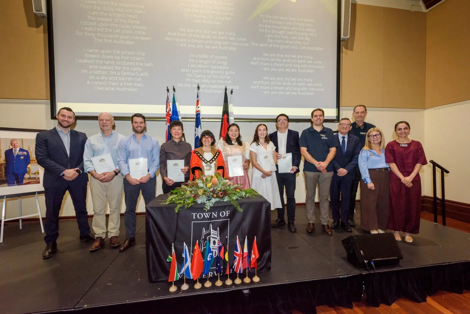 New Australian citizens group photo at citizenship ceremony